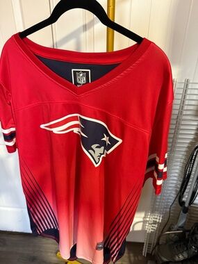 NFL New England Patriots Red and Navy Logo Jersey